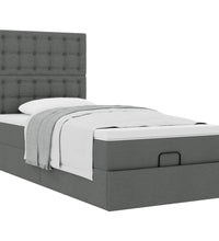 Ottoman-Bett mit Matratze Dunkelgrau 100x200 cm Stoff