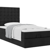 Ottoman-Bett mit Matratze Schwarz 100x200 cm Stoff