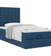 Ottoman-Bett mit Matratze Blau 100x200 cm Stoff