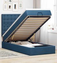 Ottoman-Bett mit Matratze Blau 100x200 cm Stoff