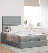 Ottoman-Bett mit Matratze Hellgrau 120x200 cm Stoff