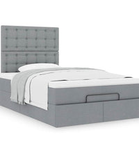 Ottoman-Bett mit Matratze Hellgrau 120x200 cm Stoff