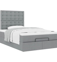Ottoman-Bett mit Matratze Hellgrau 120x200 cm Stoff