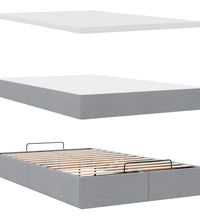 Ottoman-Bett mit Matratze Hellgrau 120x200 cm Stoff