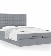 Ottoman-Bett mit Matratze Hellgrau 140x200 cm Stoff