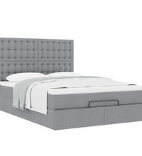 Ottoman-Bett mit Matratze Hellgrau 140x200 cm Stoff