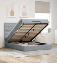 Ottoman-Bett mit Matratze Hellgrau 140x200 cm Stoff