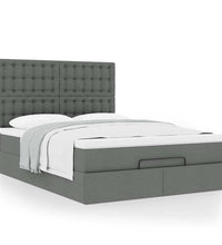 Ottoman-Bett mit Matratze Dunkelgrau 140x200 cm Stoff