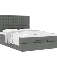 Ottoman-Bett mit Matratze Dunkelgrau 140x200 cm Stoff