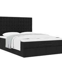 Ottoman-Bett mit Matratze Schwarz 140x200 cm Stoff