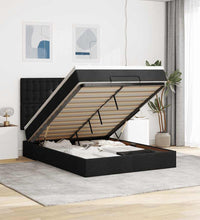 Ottoman-Bett mit Matratze Schwarz 140x200 cm Stoff