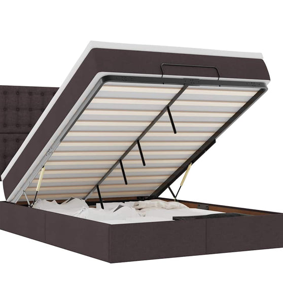 Ottoman-Bett mit Matratze Dunkelbraun 140x200 cm Stoff
