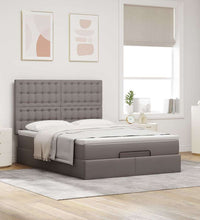Ottoman-Bett mit Matratze Taupe 140x200 cm Stoff