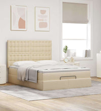 Ottoman-Bett mit Matratze Creme 140x200 cm Stoff
