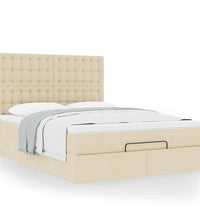 Ottoman-Bett mit Matratze Creme 140x200 cm Stoff