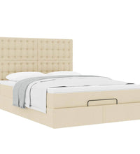 Ottoman-Bett mit Matratze Creme 140x200 cm Stoff