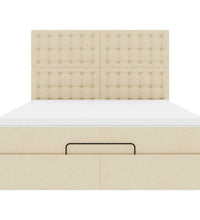 Ottoman-Bett mit Matratze Creme 140x200 cm Stoff