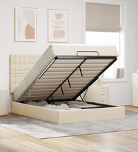 Ottoman-Bett mit Matratze Creme 140x200 cm Stoff