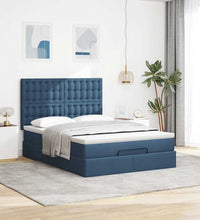 Ottoman-Bett mit Matratze Blau 140x200 cm Stoff