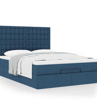 Ottoman-Bett mit Matratze Blau 140x200 cm Stoff