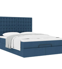 Ottoman-Bett mit Matratze Blau 140x200 cm Stoff