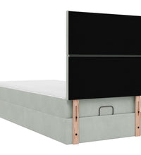 Ottoman-Bett mit Matratzen Hellgrau 80x200 cm Samt