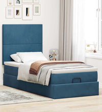 Ottoman-Bett mit Matratzen Dunkelblau 80x200 cm Samt