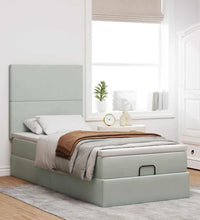 Ottoman-Bett mit Matratzen Hellgrau 90x190 cm Samt