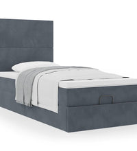 Ottoman-Bett mit Matratzen Dunkelgrau 90x190 cm Samt