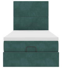 Ottoman-Bett mit Matratzen Dunkelgrün 90x190 cm Samt
