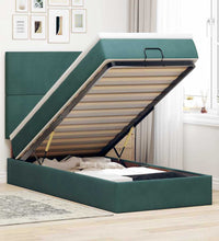 Ottoman-Bett mit Matratzen Dunkelgrün 90x190 cm Samt