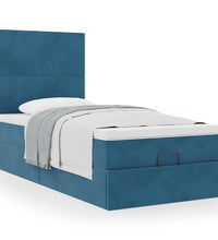 Ottoman-Bett mit Matratzen Dunkelblau 90x190 cm Samt