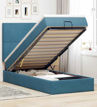 Ottoman-Bett mit Matratzen Dunkelblau 90x190 cm Samt