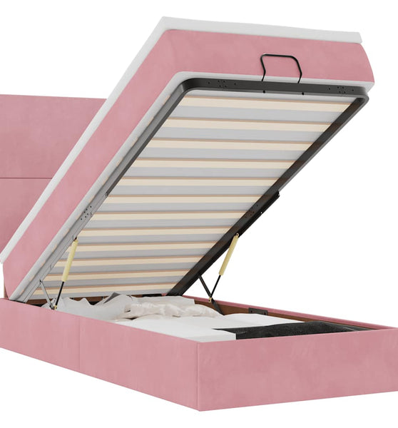 Ottoman-Bett mit Matratzen Rosa 90x190 cm Samt