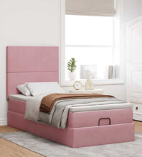 Ottoman-Bett mit Matratzen Rosa 90x190 cm Samt