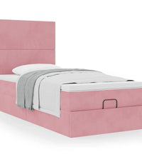 Ottoman-Bett mit Matratzen Rosa 90x190 cm Samt