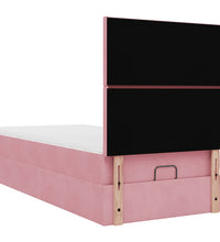 Ottoman-Bett mit Matratzen Rosa 90x190 cm Samt