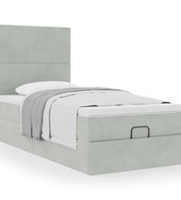 Ottoman-Bett mit Matratzen Hellgrau 90x200 cm Samt
