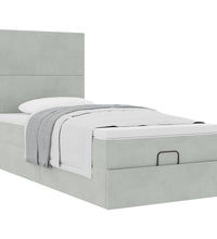 Ottoman-Bett mit Matratzen Hellgrau 90x200 cm Samt