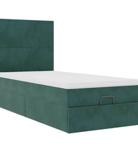 Ottoman-Bett mit Matratzen Dunkelgrün 90x200 cm Samt