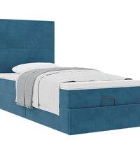 Ottoman-Bett mit Matratzen Dunkelblau 100x200 cm Samt
