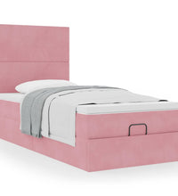 Ottoman-Bett mit Matratzen Rosa 100x200 cm Samt