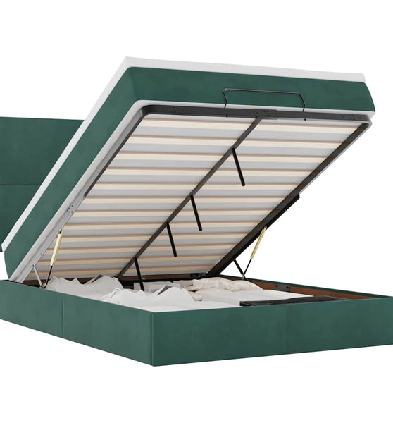 Ottoman-Bett mit Matratzen Dunkelgrün 140x200 cm Samt