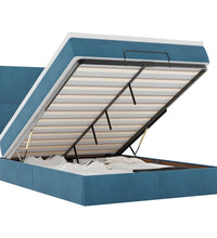 Ottoman-Bett mit Matratzen Dunkelblau 140x200 cm Samt