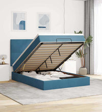 Ottoman-Bett mit Matratzen Dunkelblau 140x200 cm Samt