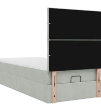 Ottoman-Bett mit Matratzen Hellgrau 80x200 cm Samt
