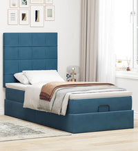 Ottoman-Bett mit Matratzen Dunkelblau 80x200 cm Samt