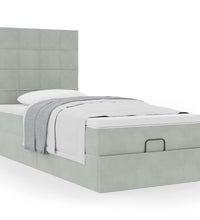Ottoman-Bett mit Matratzen Hellgrau 90x190 cm Samt