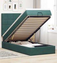 Ottoman-Bett mit Matratzen Dunkelgrün 90x190 cm Samt