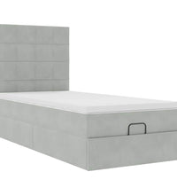 Ottoman-Bett mit Matratzen Hellgrau 90x200 cm Samt